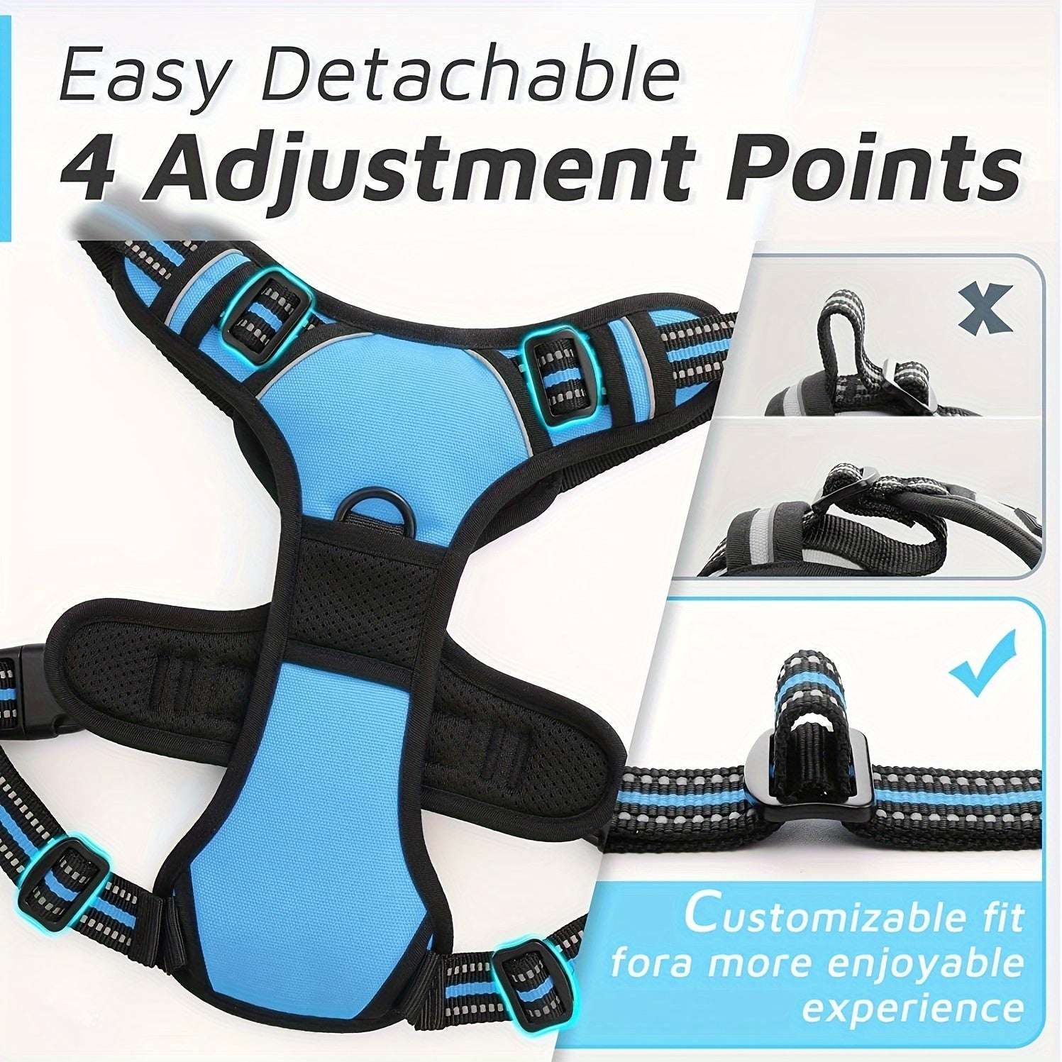 3pcs Adjustable Soft Escape-Proof Dog Harness Set with Leash, Poop Bag Dispenser