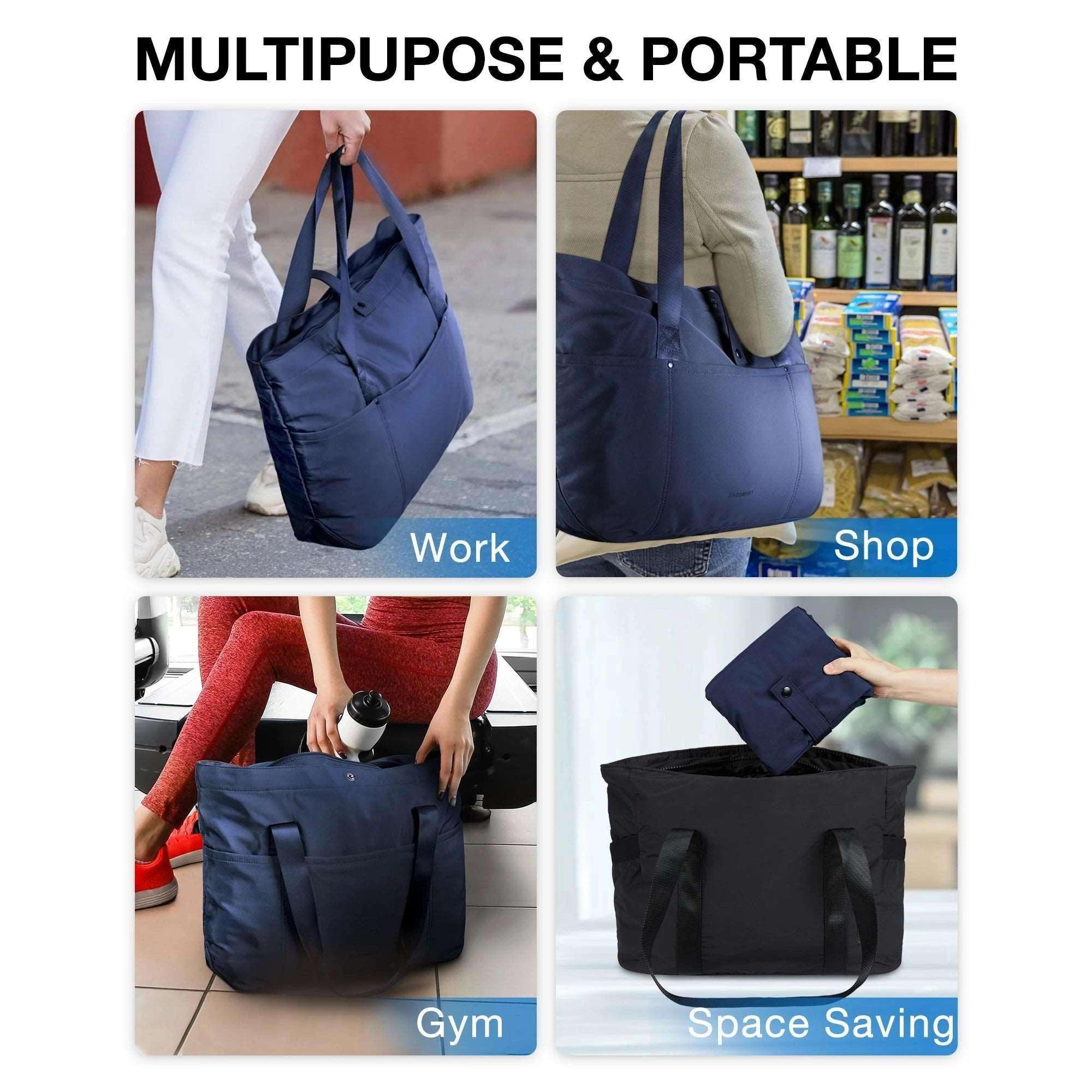 BAGSMART Large Capacity Tote Bags for Women Waterproof Foldable Beach Bag Shoulder Bag for College University Gym Shopping