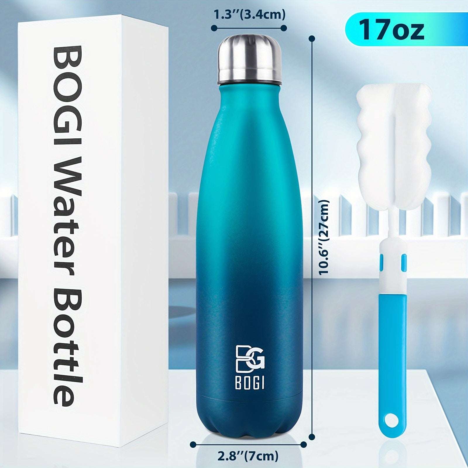 BOGI 25oz Insulated Water Bottle Double Wall Vacuum Stainless Steel Water Bottles, Leak Proof Metal Sports Water Bottle