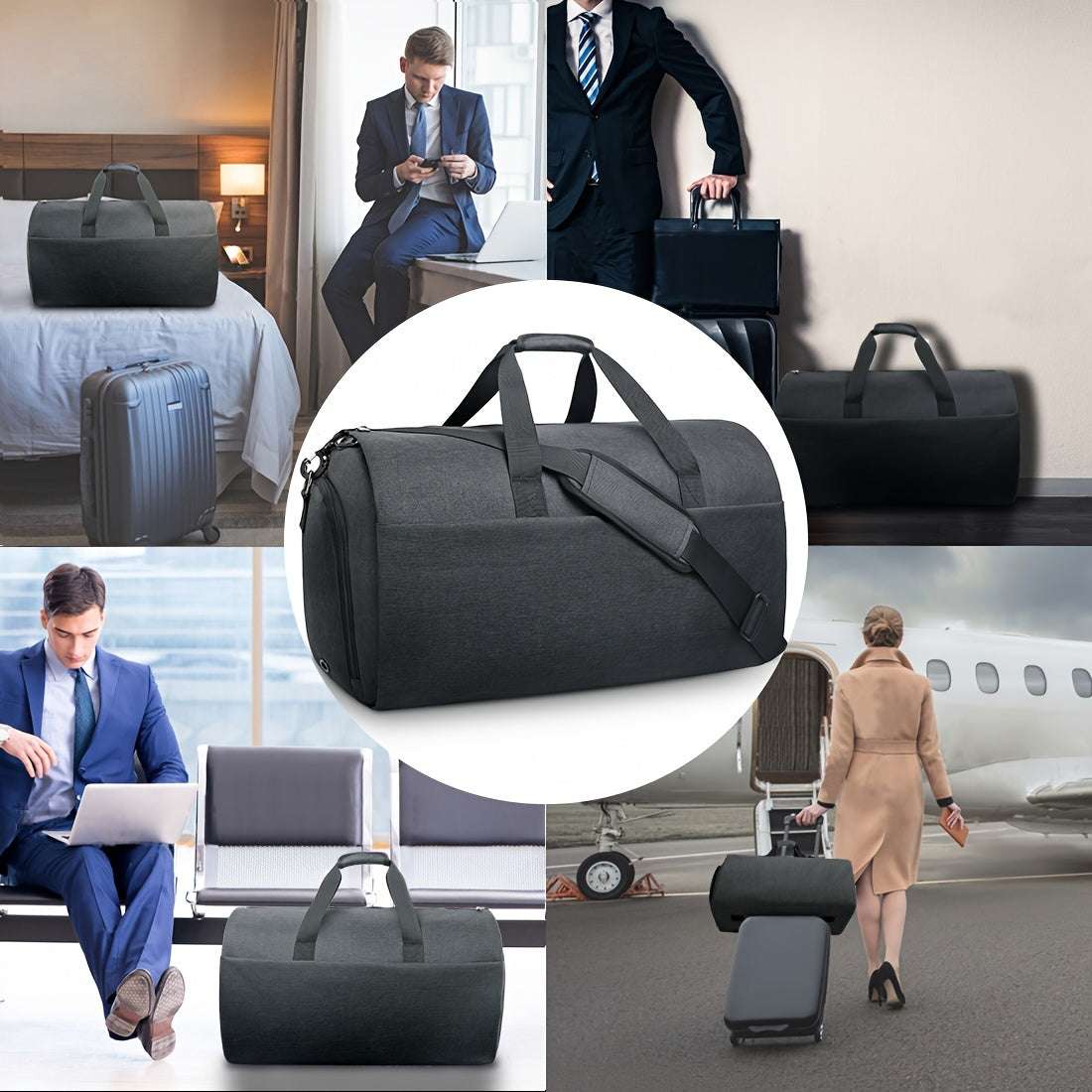 Garment Bag, Convertible Suit Travel Bag With Shoulder Strap, Carry On Suit Bag Duffel Bag Garment Weekend Bag