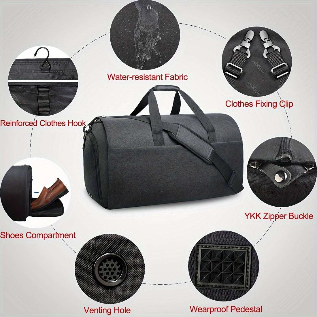 Garment Bag, Convertible Suit Travel Bag With Shoulder Strap, Carry On Suit Bag Duffel Bag Garment Weekend Bag