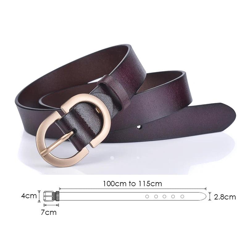 VATLTY Official Authentic Woman's Leather Belt Golden Alloy Buckle