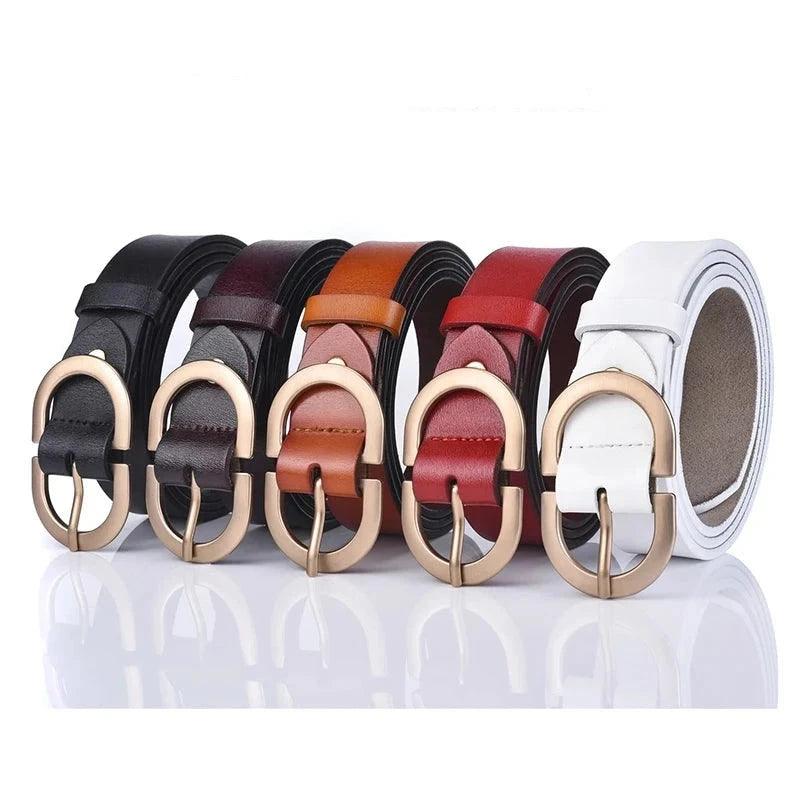 VATLTY Official Authentic Woman's Leather Belt Golden Alloy Buckle