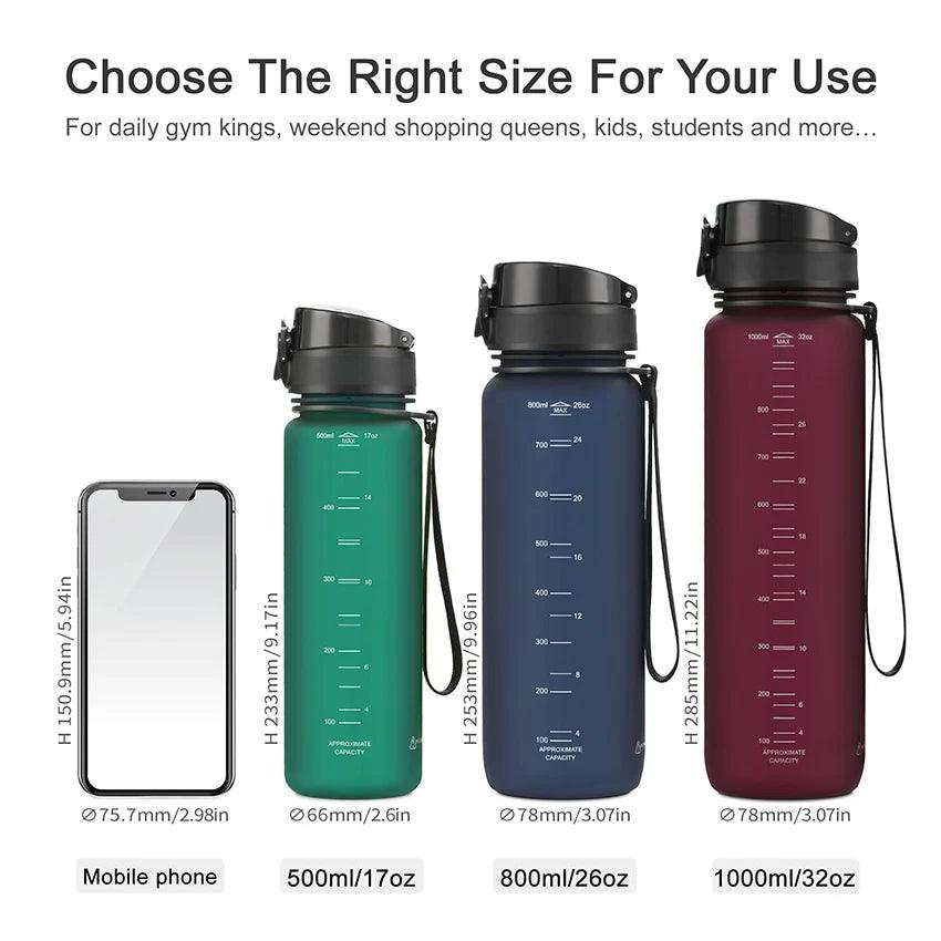 New 350-1000ml Sports Water Bottle BPA Free Portable