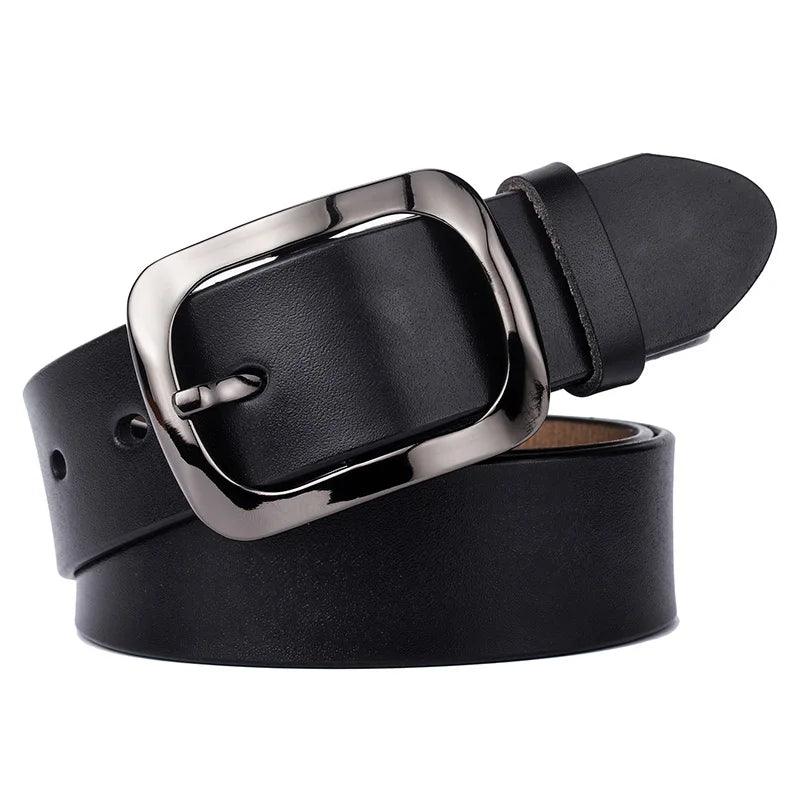 VATLTY 3.2cm Genuine Leather Belt for Women Natural Cowhide Metal Buckle