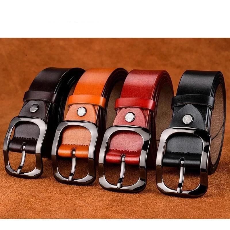 VATLTY 3.2cm Genuine Leather Belt for Women Natural Cowhide Metal Buckle