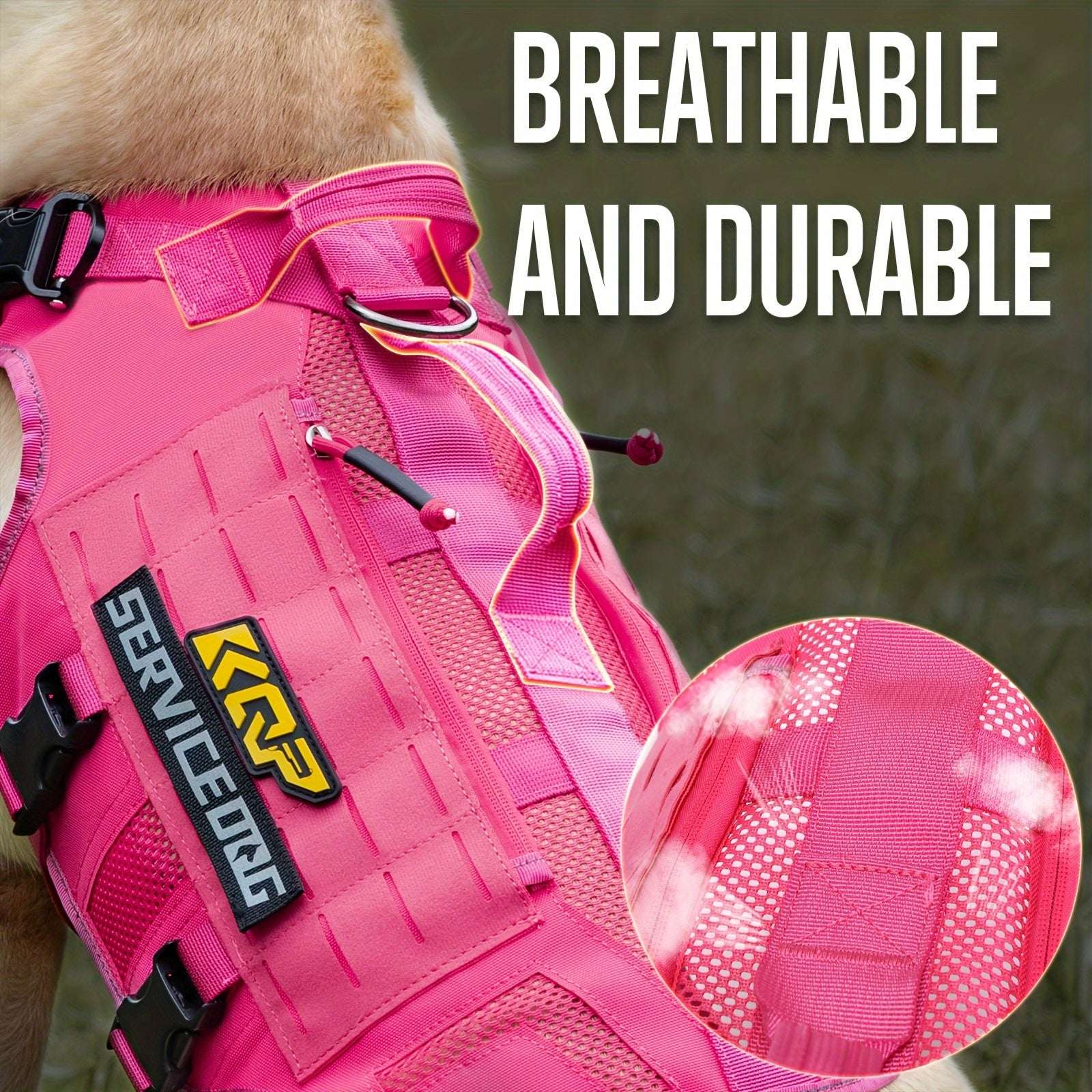 Premium No Pull Tactical Dog Harness - Comfortable Breathable Mesh Vest with Easy Walk & Train Feature