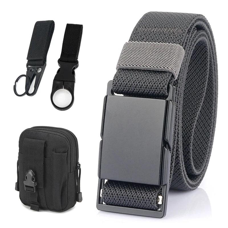 VATLTY 3.4cm Elastic Casual Belt for Men Metal Magnetic Buckle