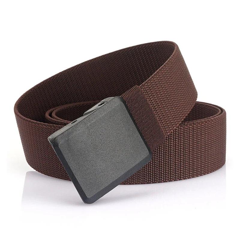 Metal Free Men's Elastic Belt Quick Release Nylon Buckle