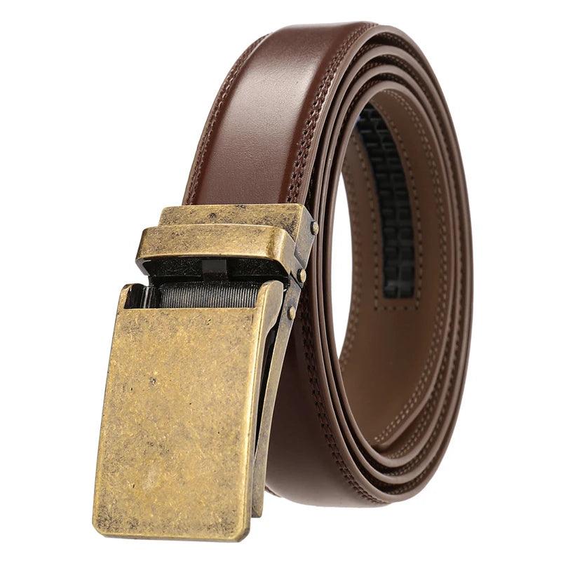 VATLTY Leather Cowhide Belt for Men Alloy Automatic Buckle