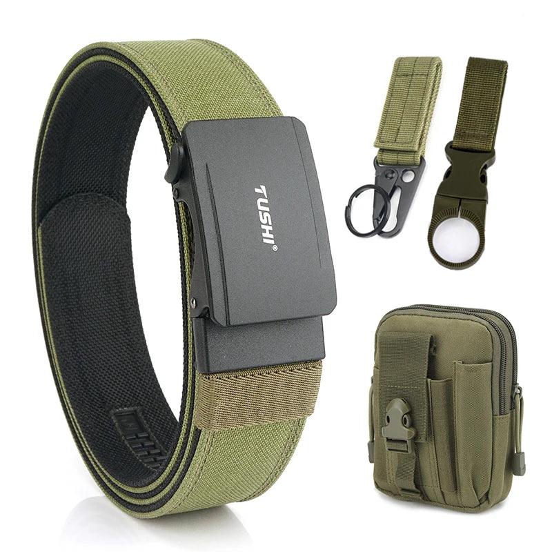 VATLTY New Men's Military Pistol Belt Metal Automatic Buckle Sturdy Nylon