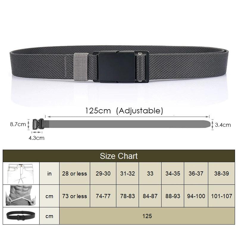 VATLTY 3.4cm Elastic Casual Belt for Men Metal Magnetic Buckle