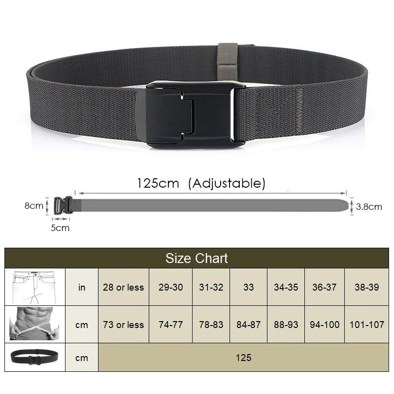 VATLTY New Stretch Belt for Men Hard Alloy Quick Release Buckle Strong Real Nylon