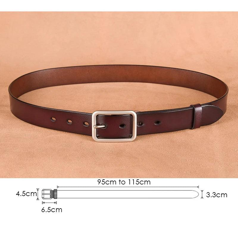 VATLTY 95cm-115cm Women's Leather Belt 33mm Natural Cowhide