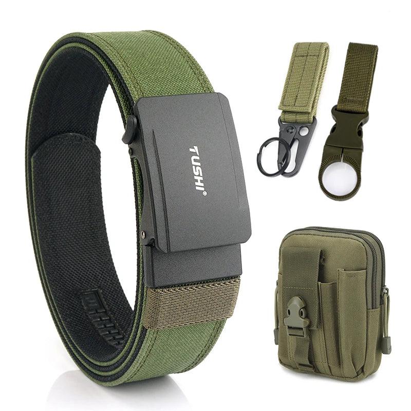 VATLTY New Men's Military Pistol Belt Metal Automatic Buckle Sturdy Nylon