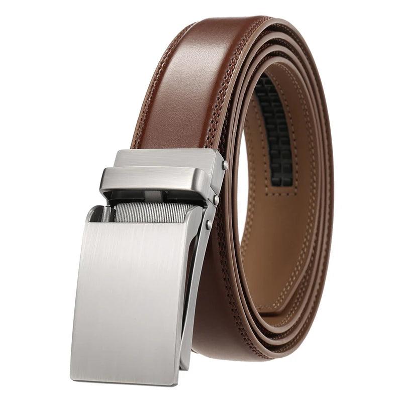 VATLTY Leather Cowhide Belt for Men Alloy Automatic Buckle