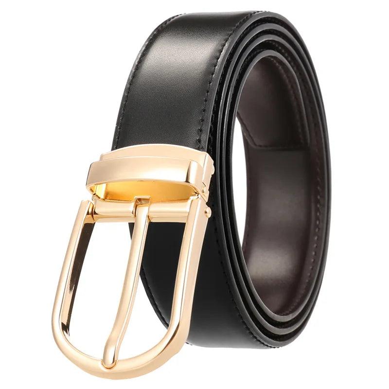 VATLTY New Men's Reversible Brown Genuine Leather Trousers Belt