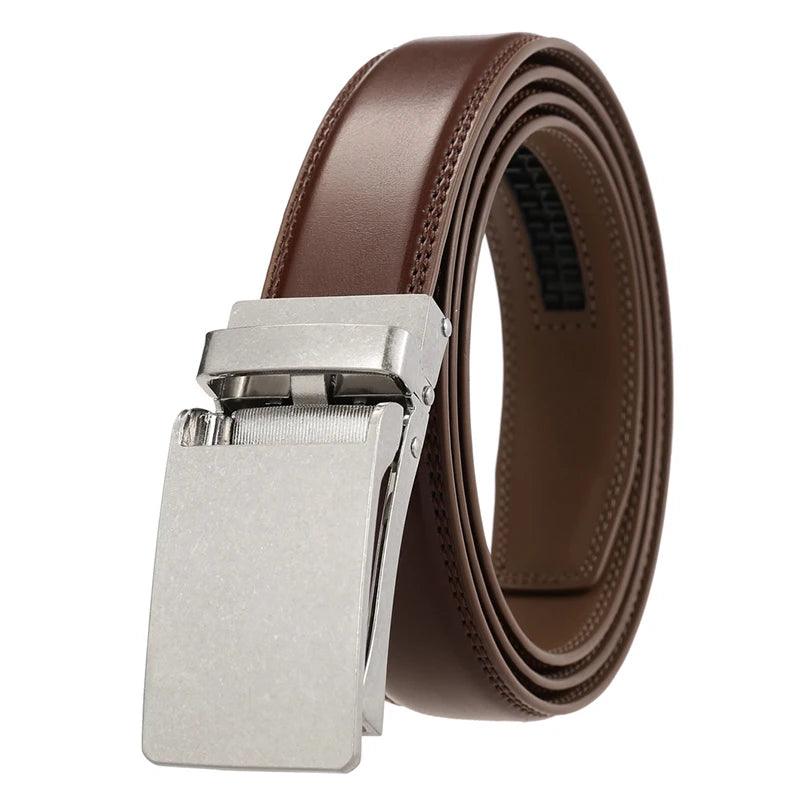 VATLTY Leather Cowhide Belt for Men Alloy Automatic Buckle