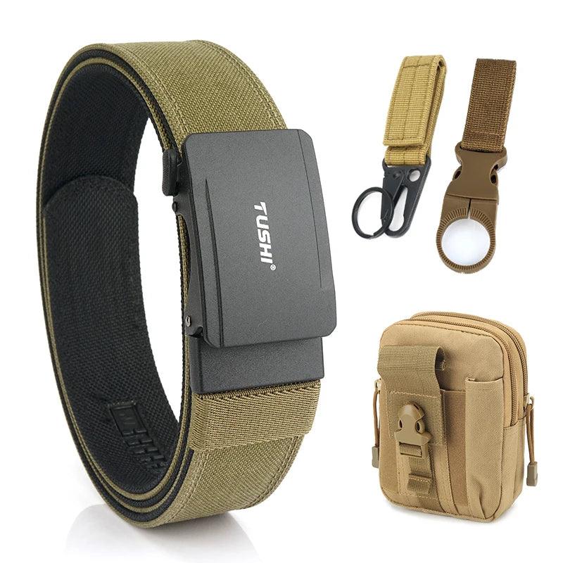 VATLTY New Men's Military Pistol Belt Metal Automatic Buckle Sturdy Nylon