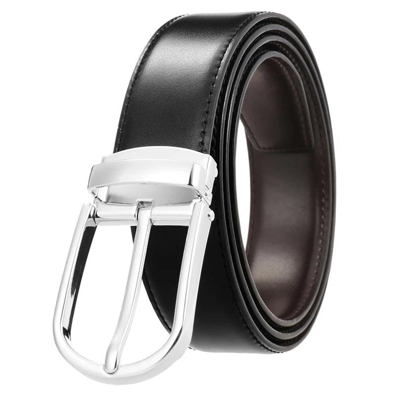 VATLTY New Men's Reversible Brown Genuine Leather Trousers Belt