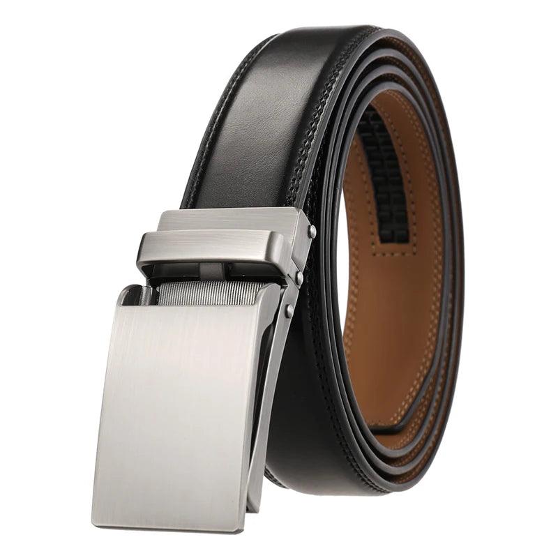 VATLTY Leather Cowhide Belt for Men Alloy Automatic Buckle