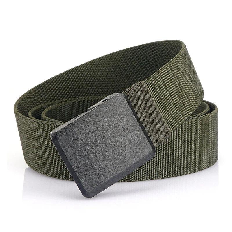 Metal Free Men's Elastic Belt Quick Release Nylon Buckle